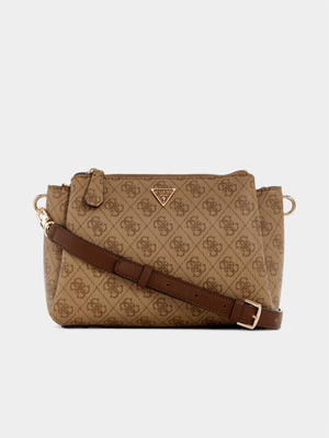 Women's Guess Brown Noelle Ii Tri Comp Crossbody Bag