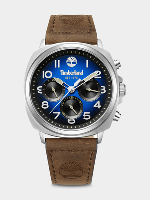 Timberland Williston-Small Stainless Steel Black & Blue Dial Brown Leather Watch