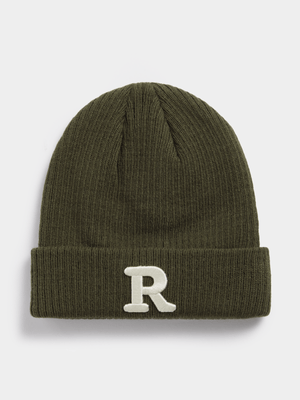 Jet Teen Boys Fatigue Letter Ribbed Beanie
