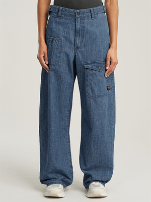 G-Star Women's  Belted Cargo Loose Denim Blue Jeans