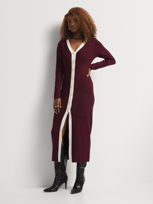 Button Through Column Knitwear Dress