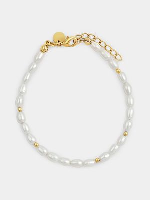 Rose Gold Plated Pearl Women’s Mini Ball Bracelet