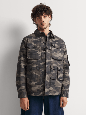 Relay jeans Men's Field Printed Grey Jacket