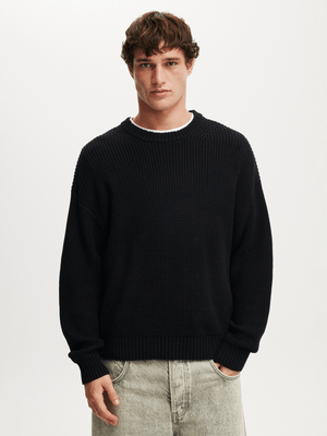 Men's Cotton On Black Box Fit Crew Knit Top