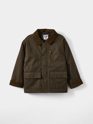 Cotton On Kids Boy Green Cooper Cord Anorak Jacket