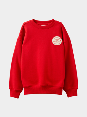 Cotton On Kids Red Boy Sammy Oversize Crew
