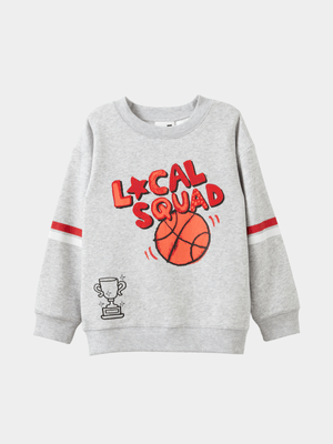 Cotton On Kids Boy Grey I Scream Colour Fleece Sweatshirt