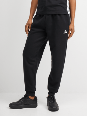 adidas Womens Essentials Feel Cozy Open-Hem Black Jogger