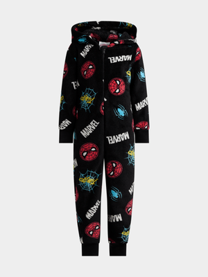 Jet Younger Boys Black Spiderman Onesie