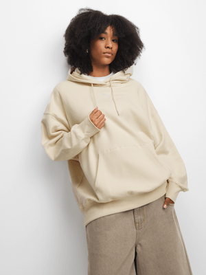 Puma Women's Cat of Hearts Graphic Beige Oversized Hoodie