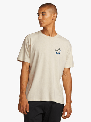 Men's RVCA Grey LA Fishschool Short Sleeve T- Shirt
