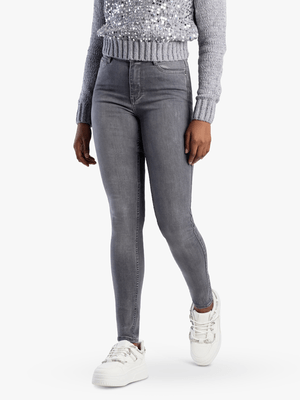 Women's Sissy Boy Mid Waist Skinny Embroidery Jeans