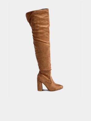 Women's Madison Taupe Portia 3 Over The Knee Boots