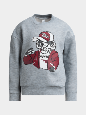 Exact Younger Boy's Grey Graphic Print Sweat Top