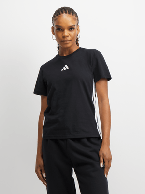 adidas Womens Essential 3-Stripes Black/White Tee