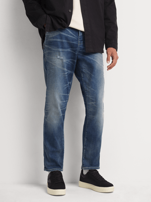 Men's Union-DNM Cross Hatch Medium Blue Slim Jeans
