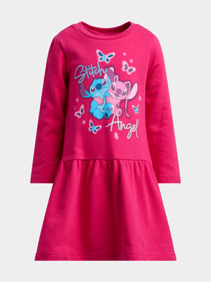 Jet Younger Girls Pink Stitch & Angel Dress
