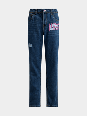 Jet Older Girls Dark Blue Mom Jeans