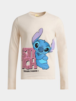 Jet Older Girls Cream Stitch T-Shirt
