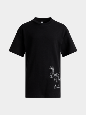 Jet Teen Boys Black Script T-Shirt