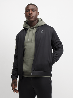 Mens APX Tricot Zip Through Black Top