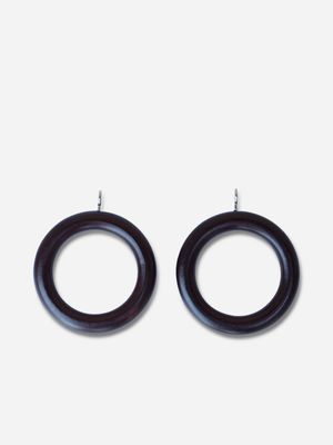 35mm Wood Curtain Rings Mahogany Pack of 10