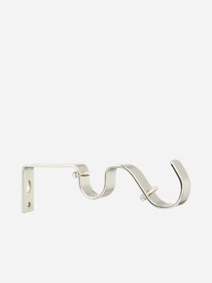 32/25mm Steel Double Curtain Rod Bracket Brushed Silver