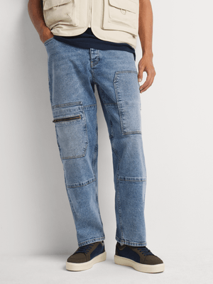 Men's Relay Jeans Relaxed Engineered Light Blue Wash Denim