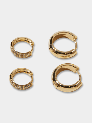 Women's Cotton On Gold 2Pk Mid Earrings