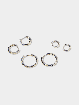 Women's Cotton On Silver 3Pk Mid Earrings