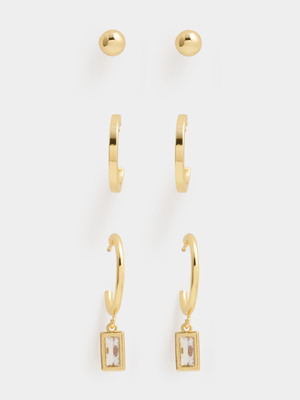 Women's Cotton On Gold 3Pk Small Earrings