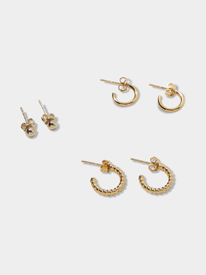 Women's Cotton On Gold 3Pk Small Earrings