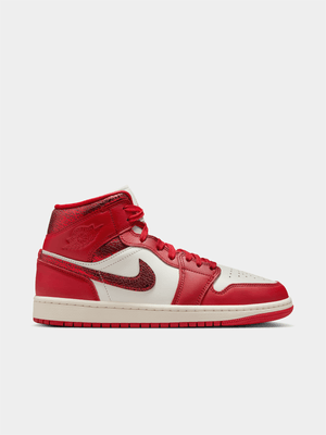Jordan Women's 1 Mid SE Sail/Varsity Red Sneaker