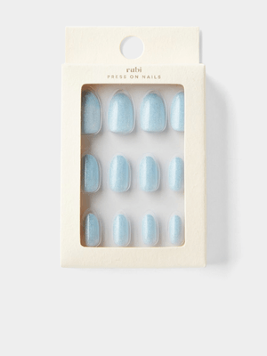 Cotton On Soft Blue Glitter Press On Nails