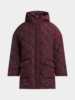 Exact Younger Girl's Burgundy Quilted Puffer Jacket