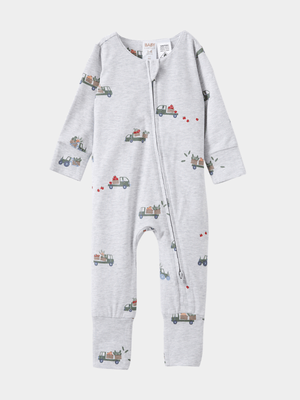 Cotton On Baby Grey The Long Sleeve Zip Romper