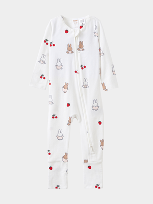 Cotton On Baby White Girl Long Sleeve Miffy Zip Romper