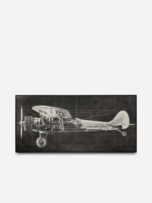 Aviation Sketch Side View Printed Canvas Wall Art