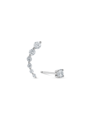 Sterling Silver Cubic Zirconia Mismatched Meteor Stud Earrings