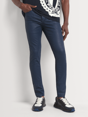 Fabiani Men's Blue Coated Denim Jean