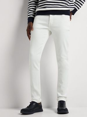 Fabiani Men's White Coated Skinny Denim Jeans