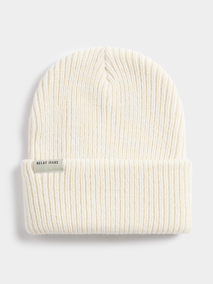 Men's Relay Jeans Basic Ribbed White Beanie