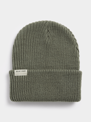 Men's Relay Jeans Basic Ribbed Green Beanie