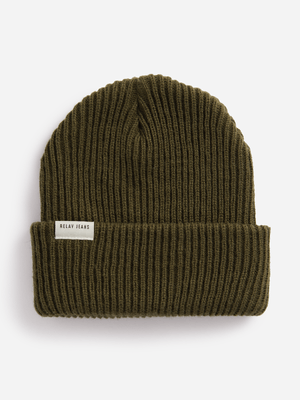 Men's Relay Jeans Basic Ribbed Green Beanie