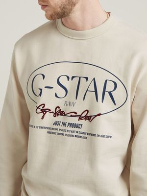 G-Star Men's Circle G-Star Looper Cream Sweatshirt