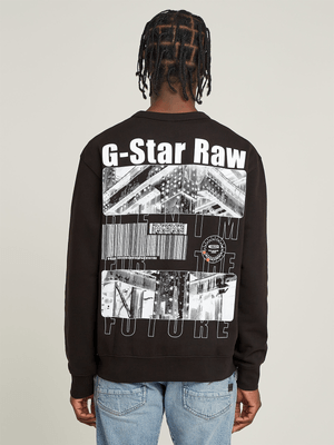 G-Star Men's Substance Back Graphic Black Sweatshirt