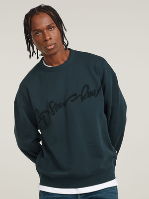 G-Star Men's Chenille G-Script Blue Sweatshirt