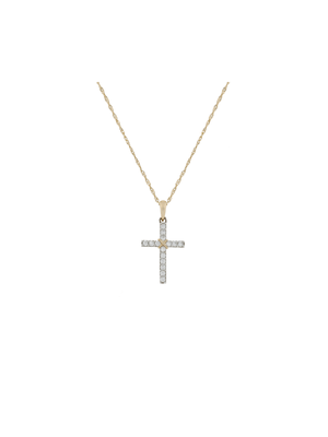Yellow Gold & Sterling Silver Cubic Zirconia Cross Pendant on a chain