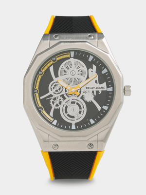 Relay Jeans Men's  Skeleton Grey Watch