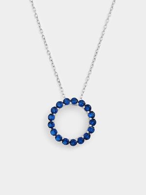 Sterling Silver Blue Cubic Zirconia Pendant